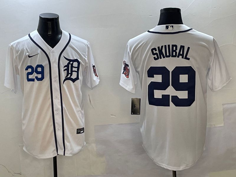 Men Detroit Tigers #29 Skubal White Game 2025 Nike MLB Jersey style 4->detroit tigers->MLB Jersey
